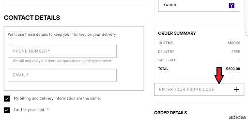 adidas first order promo code